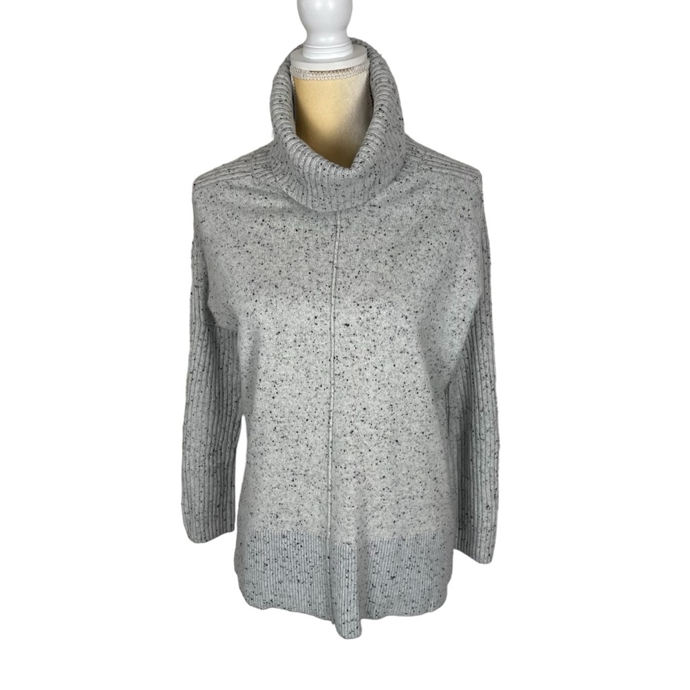 Saks Fifth Avenue 100% Cashmere Women’s Cowl Turtleneck Sweater Gray Speckled S